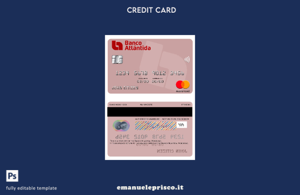 modello mastercard Honduras Banco Atlantida in stile verificato